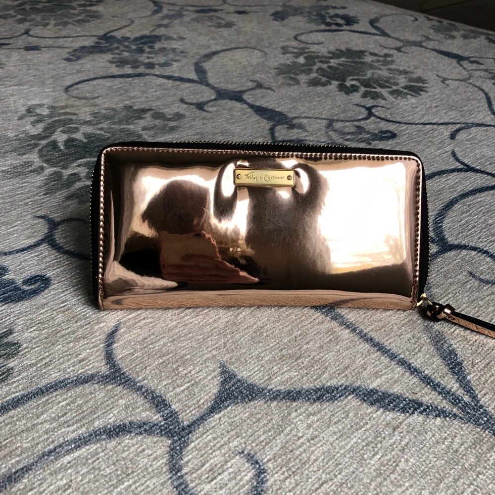 Metallic rose gold full size wallet